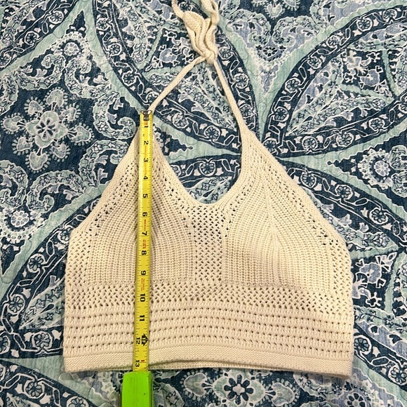 Aerie S cream crop crochet knit tank - Picture 4 of 5